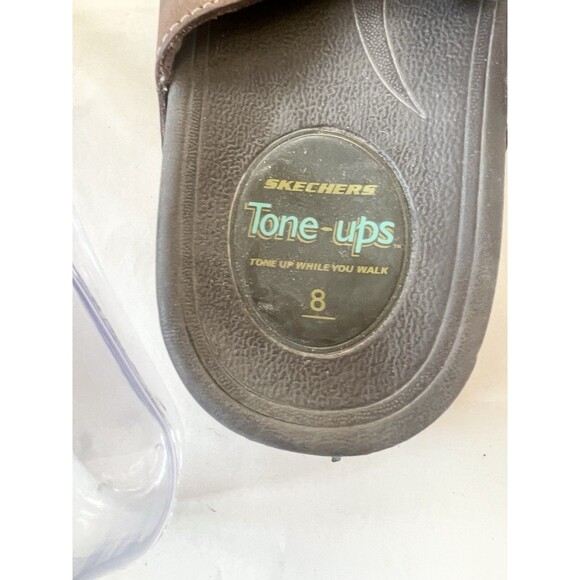 Skechers Tone Ups Slip On Strappy Sandals Brown Leather Size 8 Comfort Shape 39 - Picture 8 of 8